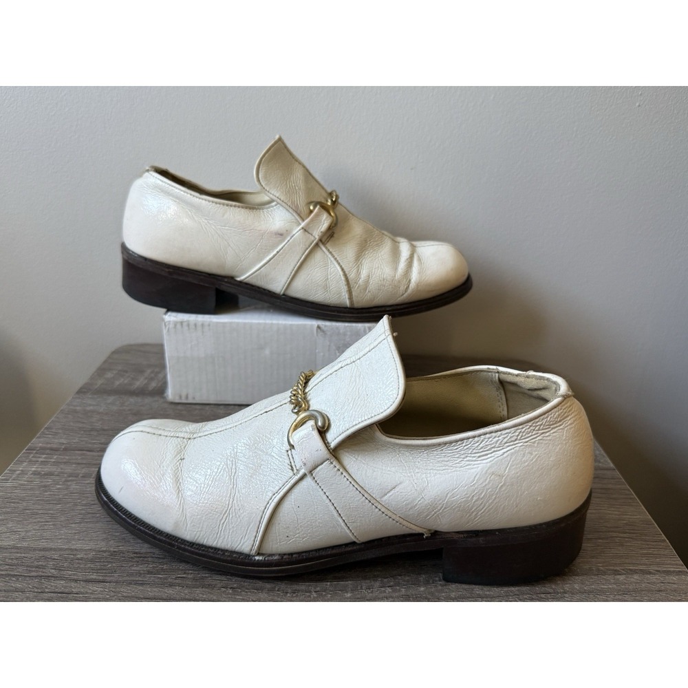 Ugly White 1970's Retro Men's Size 7.5D Disco Dancing Shoes Slip On loafers